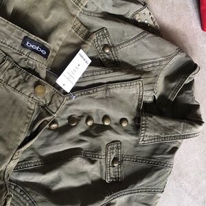 Bebe 2 piece army green jacket and pants